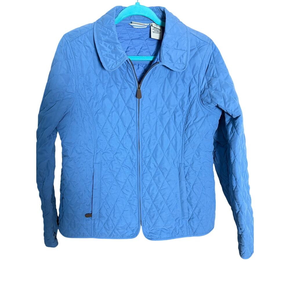 L.L. Bean Quilted Jacket Women‎ Blue Lightweight Zip Coat Diamond Quilt Regular